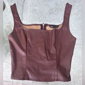 Maroon Shein faux leather, corset / croptop